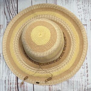 Coastal Headwear Floppy Straw Hat with wooden beaded band